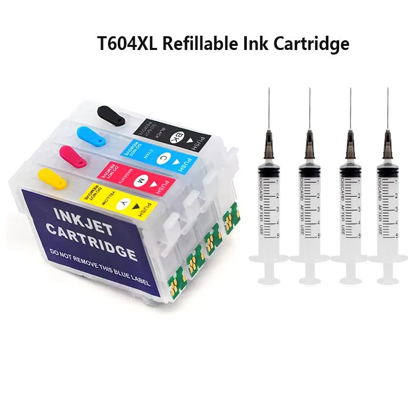 604 604XL Refillable Ink Cartridge With Chip For Epson XP-2200 XP-2205 XP-3200 XP-3205 XP-4200 XP-4205 WF-2910 WF 2930 2935 2950
604 604XL Refillable Ink Cartridge With Chip For Epson XP-2200 XP-2205 XP-3200 XP-3205 XP-4200 XP-4205 WF-2910 WF 2930 2935 2950