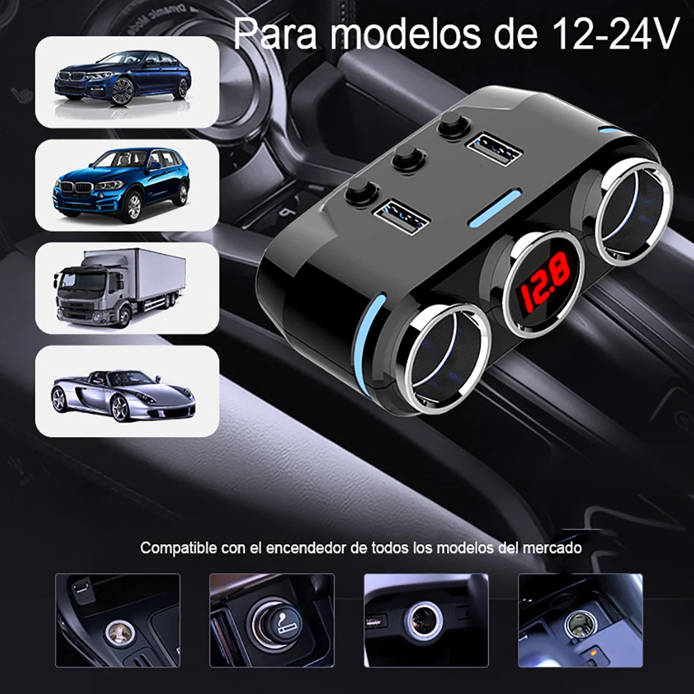 12/ 24V Car Cigarette Lighter Adapter Dual USB Socket 100W QC3.0 3 Way Socket Splitter Fast Charger Plug Phone Power Adapter
12/ 24V Car Cigarette Lighter Adapter Dual USB Socket 100W QC3.0 3 Way Socket Splitter Fast Charger Plug Phone Power Adapter