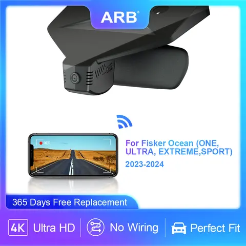 Câmera de painel estilo OEM ARB 4K 2160P para Fisker Ocean 2023-2024 (ONE/ULTRA/EXTREME/SPORT), DVR de carro com controle de aplicativo WIFI com sensor G