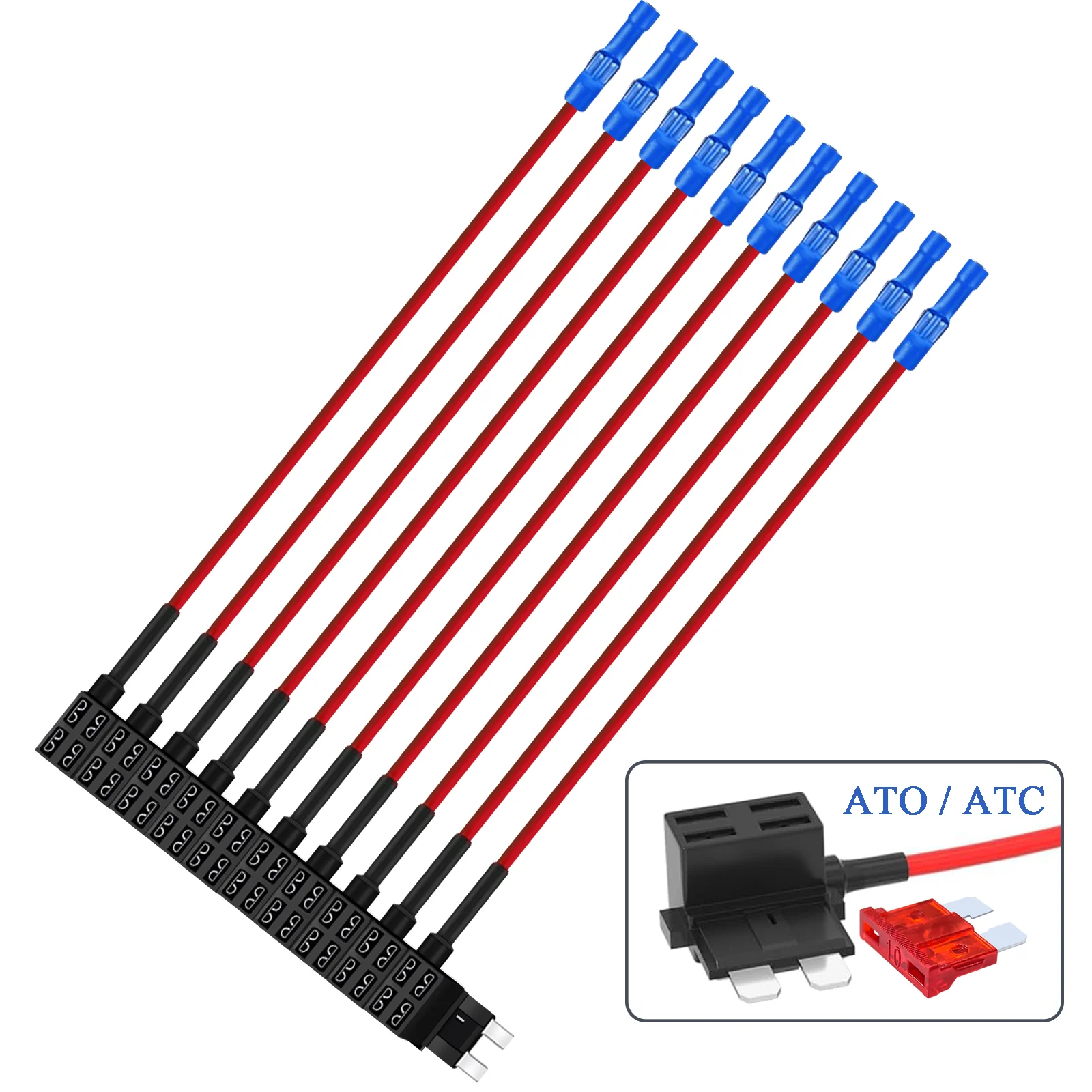 12V Car Add-a-Circuit Fuse Tap-16AWG Piggyback ATO Fuse Holder for 3A 5A 7.5A 10A 15A ATO, ATC, ATS, APR Blade Fuses
12V Car Add-a-Circuit Fuse Tap-16AWG Piggyback ATO Fuse Holder for 3A 5A 7.5A 10A 15A ATO, ATC, ATS, APR Blade Fuses