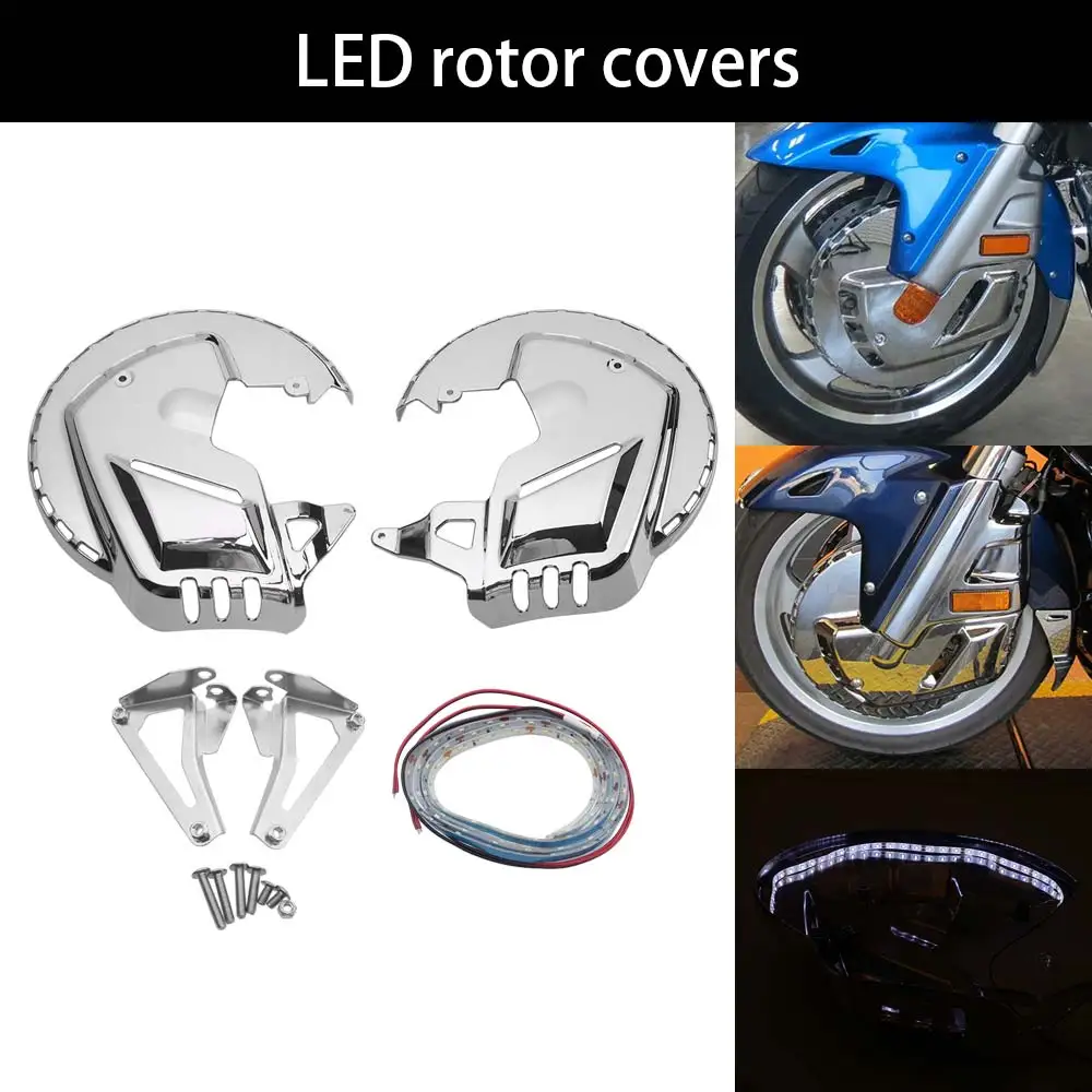 Motorcycle Chrome Brake Disc Rotors Covers/LED Light Bar 1 Pair Brake Disc For Honda Goldwing Goldwing Tour models 2001-2015
Motorcycle Chrome Brake Disc Rotors Covers/LED Light Bar 1 Pair Brake Disc For Honda Goldwing Goldwing Tour models 2001-2015