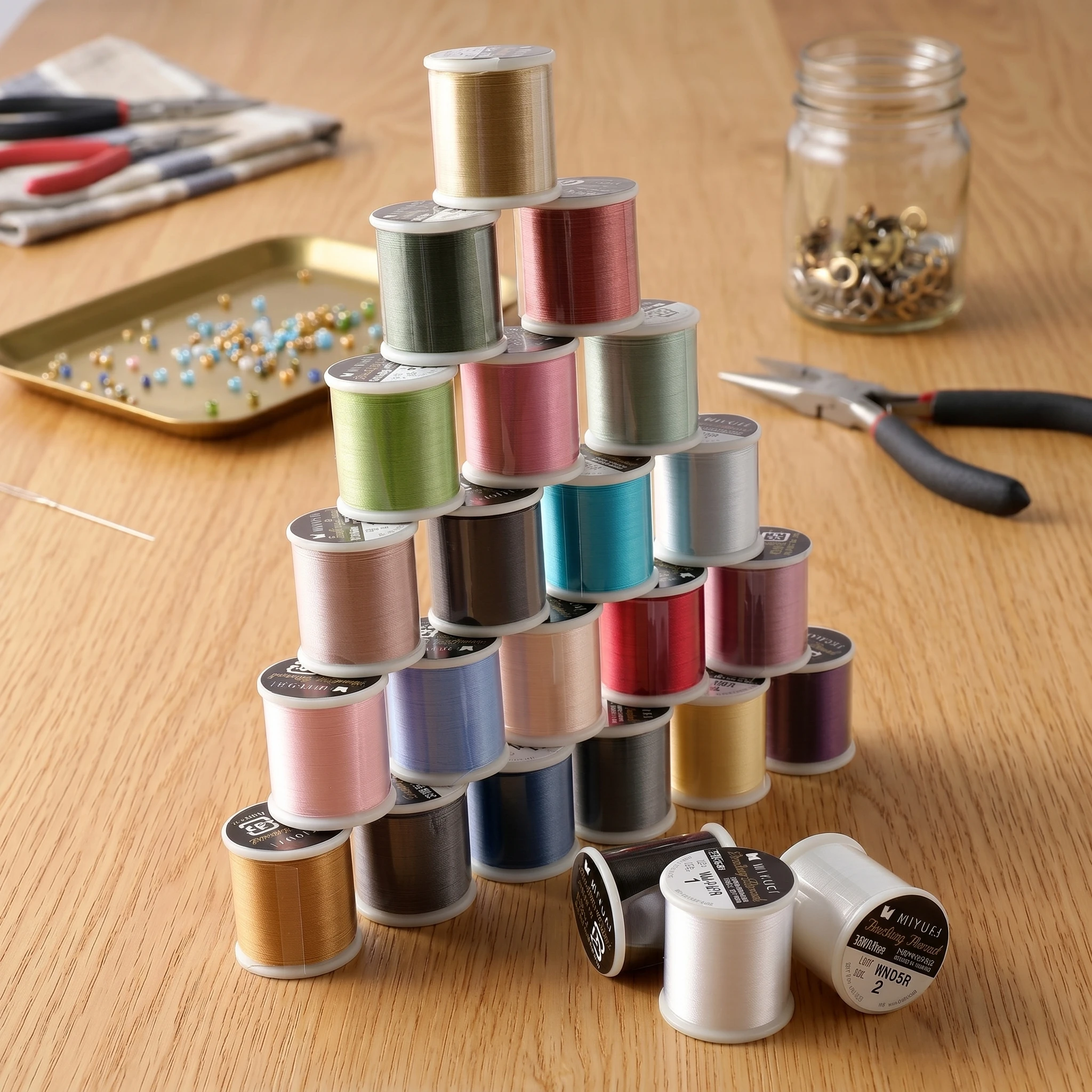 55 yards Japan imported Miyuki thread 100% 5 pieces nylon beaded thread 330 dtex 0.225 mm thread elastic rope beaded thread brac
55 yards Japan imported Miyuki thread 100% 5 pieces nylon beaded thread 330 dtex 0.225 mm thread elastic rope beaded thread brac