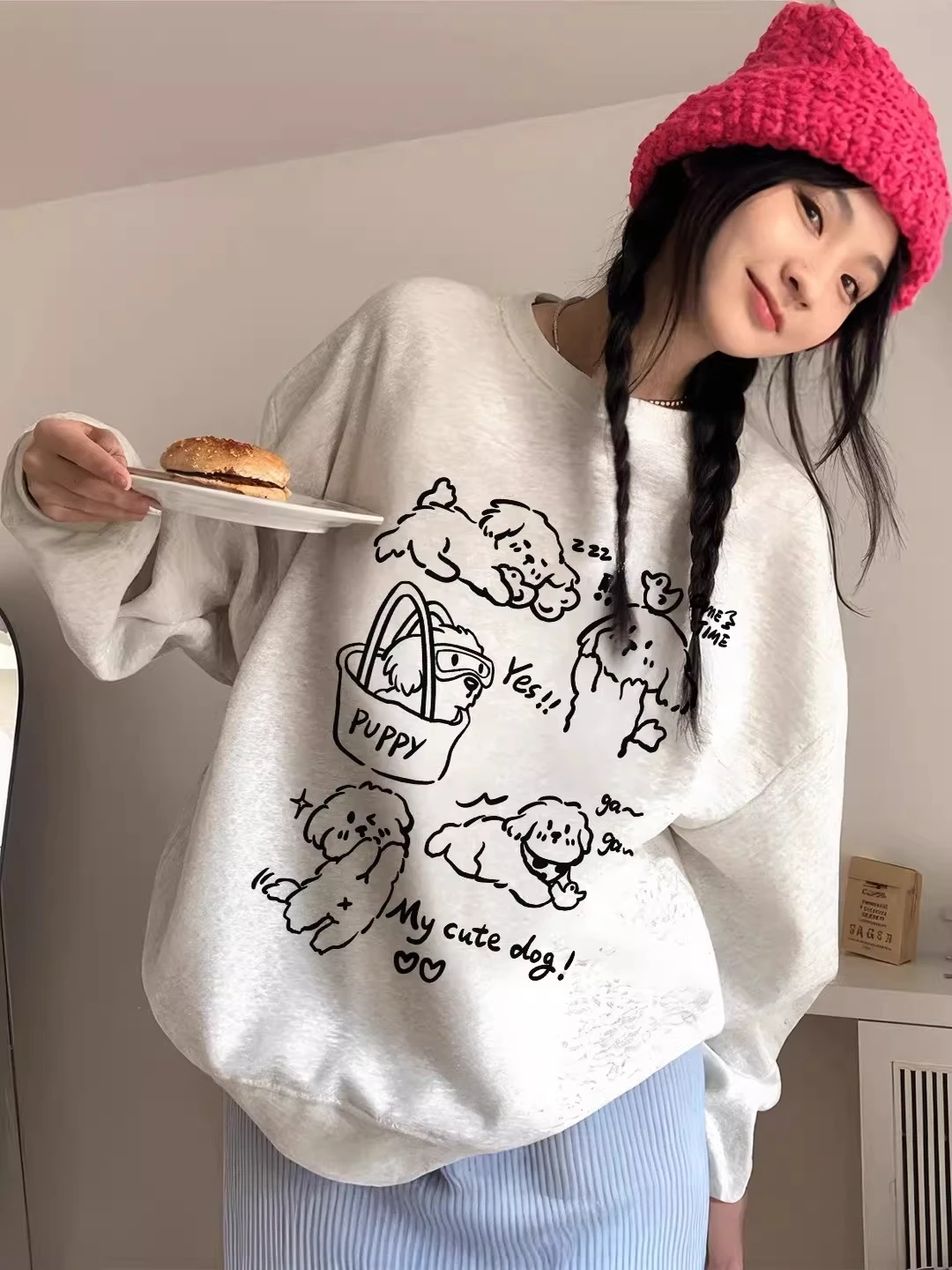 plus Size 300 Pounds Hoodless Fleece Lined Loose Women's Sweatshirt Korean Style Cartoon Print Autumn Winter College Style Top
plus Size 300 Pounds Hoodless Fleece Lined Loose Women's Sweatshirt Korean Style Cartoon Print Autumn Winter College Style Top