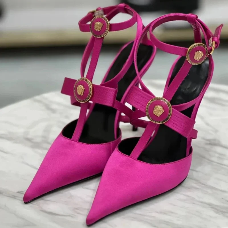 Ankle Buckles Women Metal Ornaments Stiletto High Heels Sandals Bow T-strap Slingback Ladies Summer Satin Dress Shoes
Ankle Buckles Women Metal Ornaments Stiletto High Heels Sandals Bow T-strap Slingback Ladies Summer Satin Dress Shoes