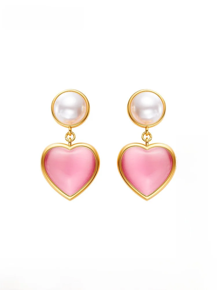 Nana Jacqueline Pink Heart 's Eye Stone Imitation Pearl Earrings Women's Birthday Gift Original Design Fashion Jewelry
Nana Jacqueline Pink Heart 's Eye Stone Imitation Pearl Earrings Women's Birthday Gift Original Design Fashion Jewelry