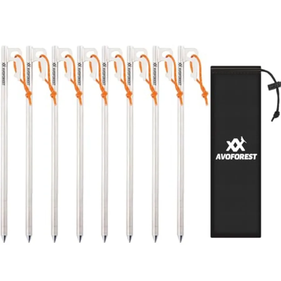 Heavy Duty Tent Stakes - 8mm Thick Titanium Camping Stakes with Reflective Pull Cords, Ultra-Lightweight Ground Anchors Rust-Pr
Heavy Duty Tent Stakes - 8mm Thick Titanium Camping Stakes with Reflective Pull Cords, Ultra-Lightweight Ground Anchors Rust-Pr