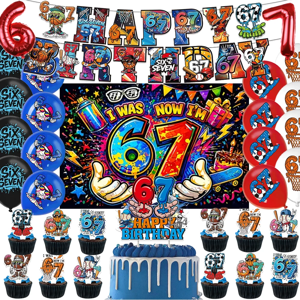 Funny 67 Themed Birthday Party Decorations Backdrop Six Seven Paper Banner Balloon Cake Topper Baby Shower Supplies Kids Gifts
Funny 67 Themed Birthday Party Decorations Backdrop Six Seven Paper Banner Balloon Cake Topper Baby Shower Supplies Kids Gifts