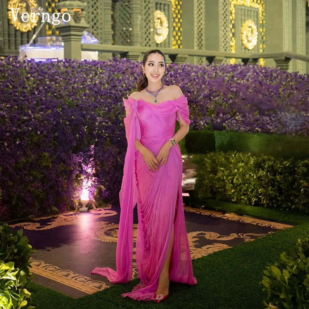 Verngo Pink Chiffon Evening Dress Elegant Off The Shoulder Mermaid Prom Dress Flowing Hand-pleated Prom Party Dress Customized
Verngo Pink Chiffon Evening Dress Elegant Off The Shoulder Mermaid Prom Dress Flowing Hand-pleated Prom Party Dress Customized