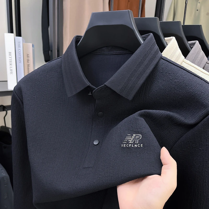 New Men's Long Sleeved Lapel Polo Shirt High-End Brand Spring Autumn Trend Business Skin Friendly Men's Letter Printed T-shirt
New Men's Long Sleeved Lapel Polo Shirt High-End Brand Spring Autumn Trend Business Skin Friendly Men's Letter Printed T-shirt