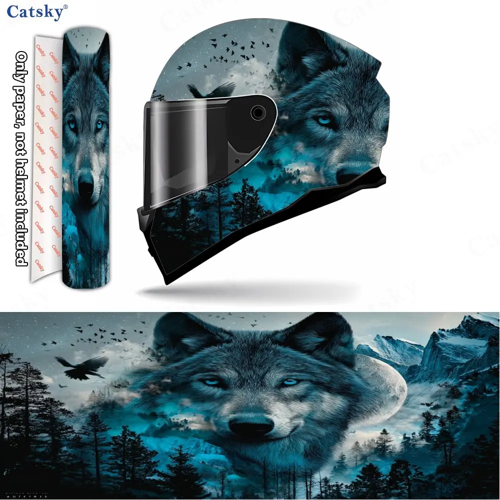 Ice-Eyed Lone Wolf and Moonlit Mountain Forest Helmet Vinyl Wraps, Waterproof Scratch-Resistant Full Face Helmet Decals, Durable
Ice-Eyed Lone Wolf and Moonlit Mountain Forest Helmet Vinyl Wraps, Waterproof Scratch-Resistant Full Face Helmet Decals, Durable