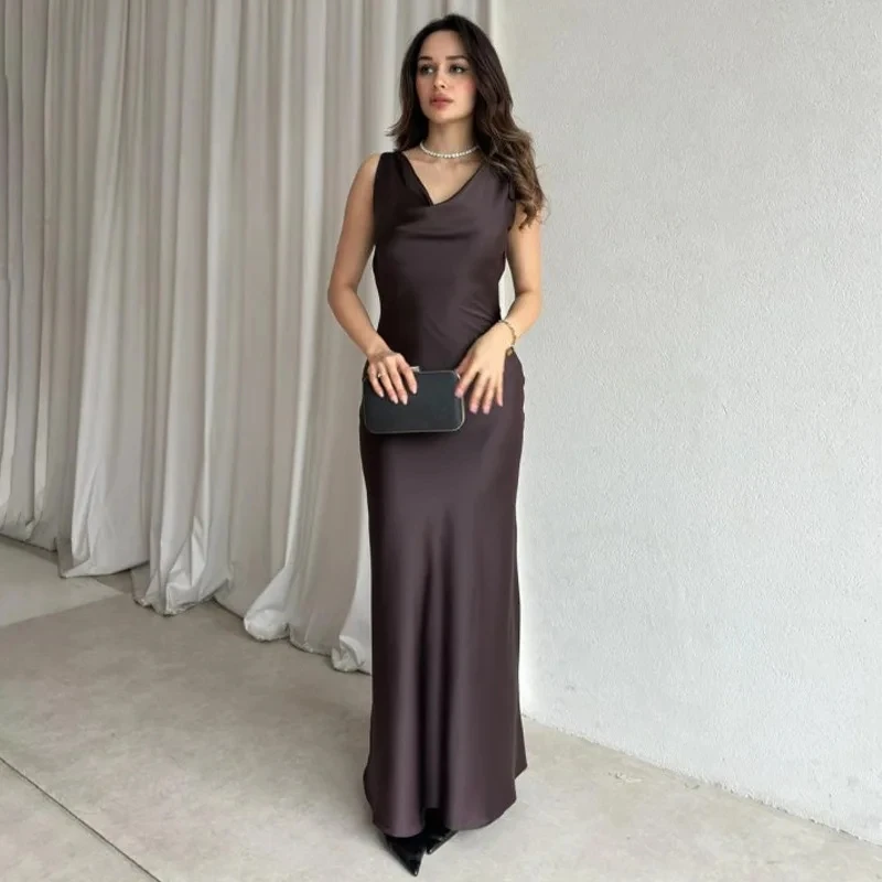 2026 New Women Solid Color Sleeveless V Neck Tie Bodycon Draping Maxi Dress Fashion Elegant Temperament Womens Outfit
2026 New Women Solid Color Sleeveless V Neck Tie Bodycon Draping Maxi Dress Fashion Elegant Temperament Womens Outfit