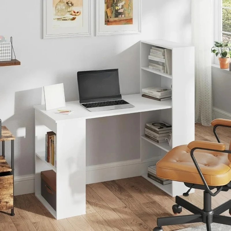 White Computer Desk with Bookshelf, Writing Desk with Storage Rack and CPU Stand, Modern Compact Computer Workstation
White Computer Desk with Bookshelf, Writing Desk with Storage Rack and CPU Stand, Modern Compact Computer Workstation