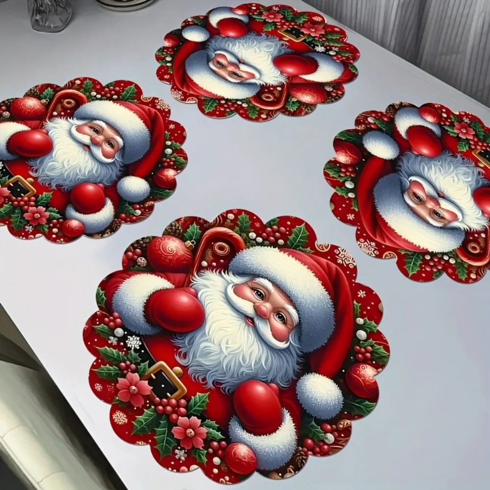 VIKAMA 6-Piece Christmas Placemat Set Waterproof Round Placemats for Christmas Dinners Santa Claus-Themed Coasters
VIKAMA 6-Piece Christmas Placemat Set Waterproof Round Placemats for Christmas Dinners Santa Claus-Themed Coasters