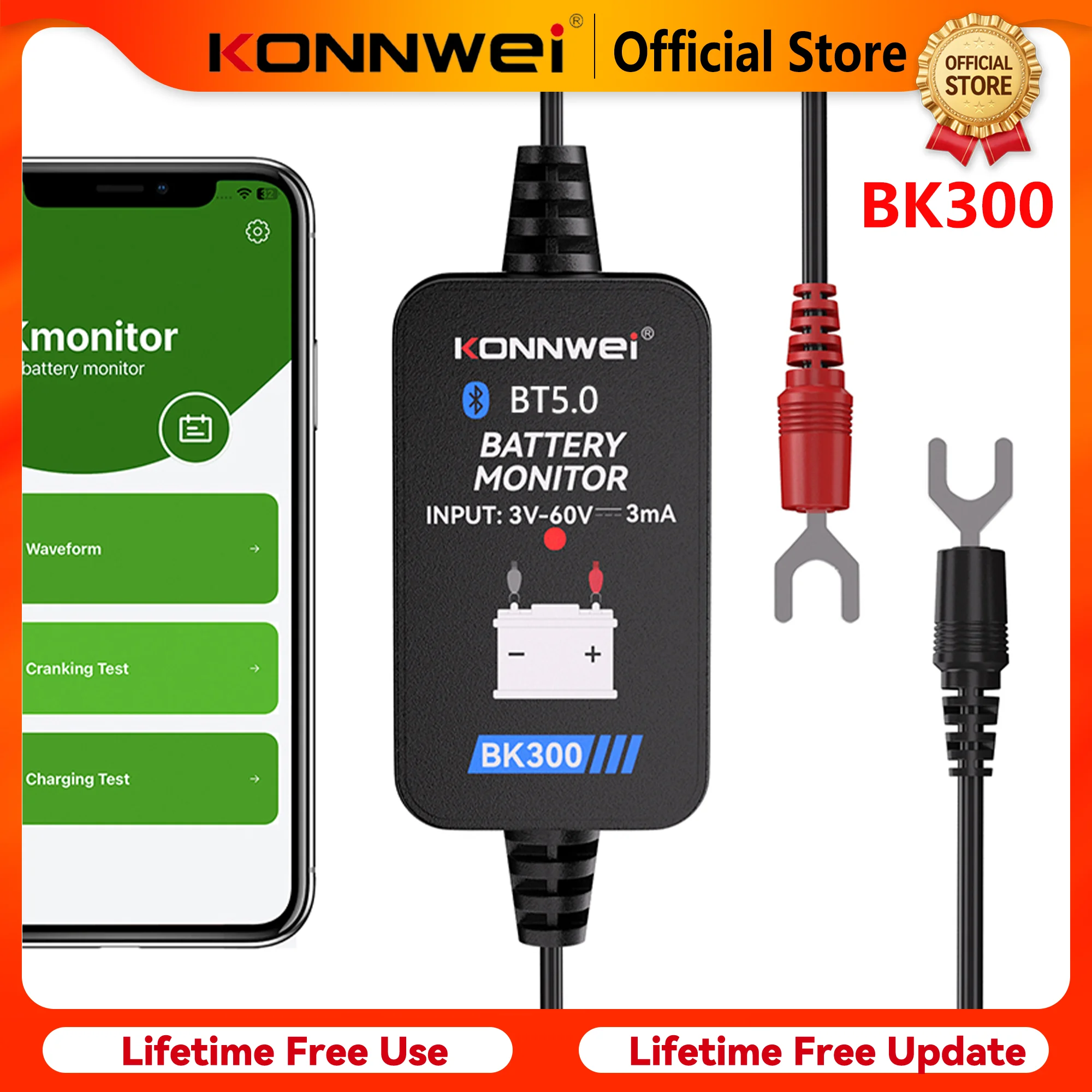 2026 KONNWEI BK300 Bluetooth Car Battery Monitor Tool 6V/12V/24V Battery Tester with Mobile App for Cars RVs Moto Trucks & Boats
2026 KONNWEI BK300 Bluetooth Car Battery Monitor Tool 6V/12V/24V Battery Tester with Mobile App for Cars RVs Moto Trucks & Boats