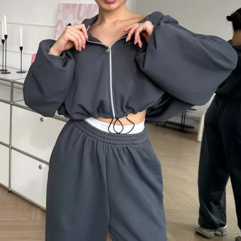 Womens Solid Color Comfy Long Sleeve Zip-Up Drawstring Hoodie Elastic Waist Sweatpants Two-Piece Lounge Set Athleisure Tracksuit
Womens Solid Color Comfy Long Sleeve Zip-Up Drawstring Hoodie Elastic Waist Sweatpants Two-Piece Lounge Set Athleisure Tracksuit