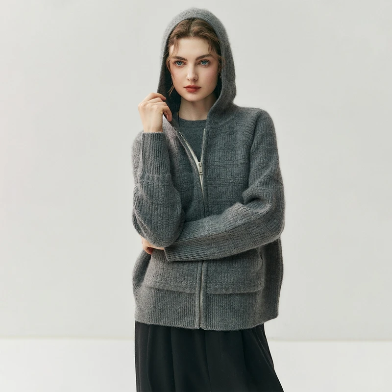 New Women Pure Cashmere Hooded Cardigan Zipper decoration Heavyweight Long sleeved High-quality Knitted Cardigan Hoodie Sweater
New Women Pure Cashmere Hooded Cardigan Zipper decoration Heavyweight Long sleeved High-quality Knitted Cardigan Hoodie Sweater