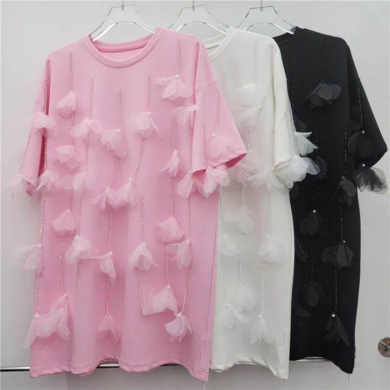 2025 Summer New Fashion Three-dimensional Flower Fringed Short-sleeved T-shirt Women's Loose Crew Neck Top Pink Tees Girls
2025 Summer New Fashion Three-dimensional Flower Fringed Short-sleeved T-shirt Women's Loose Crew Neck Top Pink Tees Girls