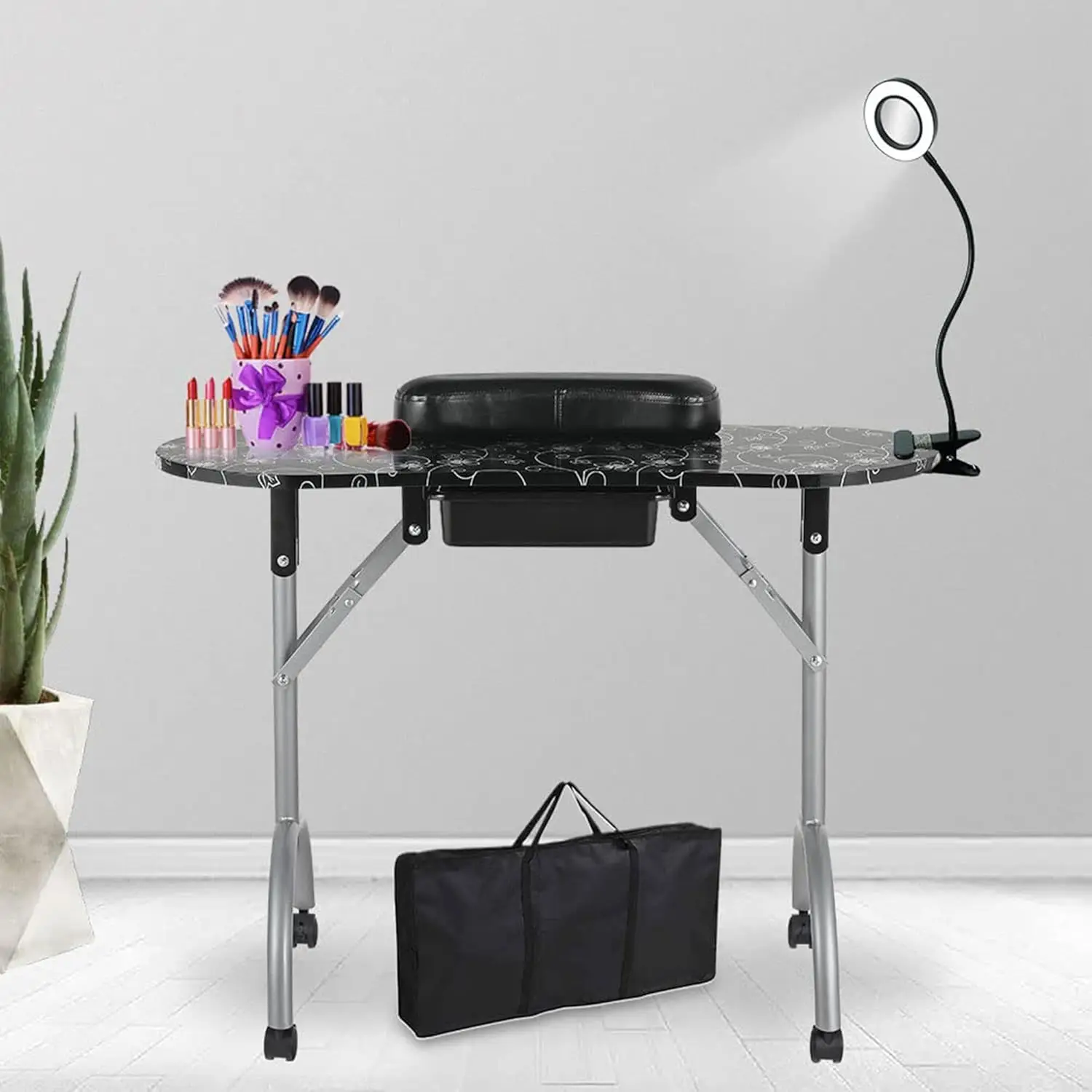 36'' Foldable Portable Manicure Table with LED Light, Magnifier, Wheels & Drawer for Nail Technicians
36'' Foldable Portable Manicure Table with LED Light, Magnifier, Wheels & Drawer for Nail Technicians