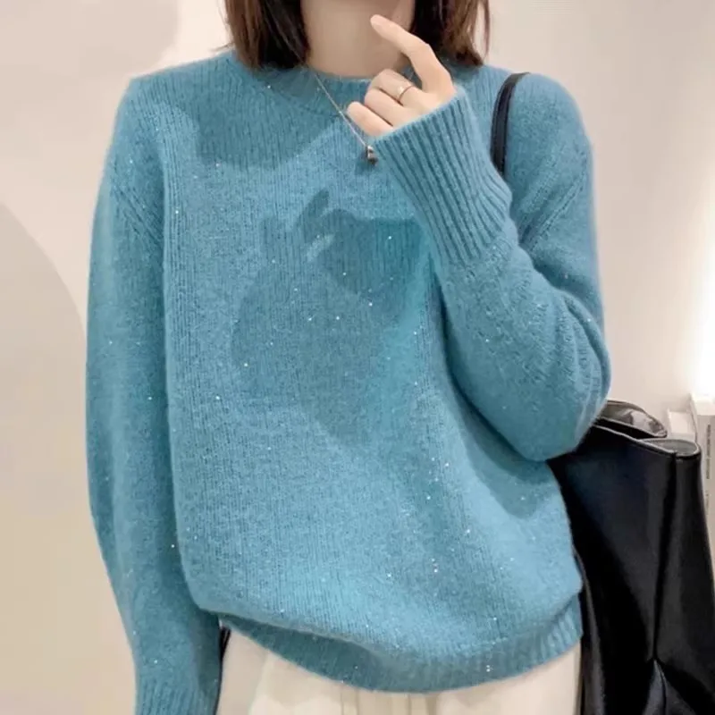 Sequined Raccoon Fleece Pullover Women's Autumn and Winter Lazy Wind Winter Thickened Wool Inner with Backing Knitted Sweater
Sequined Raccoon Fleece Pullover Women's Autumn and Winter Lazy Wind Winter Thickened Wool Inner with Backing Knitted Sweater