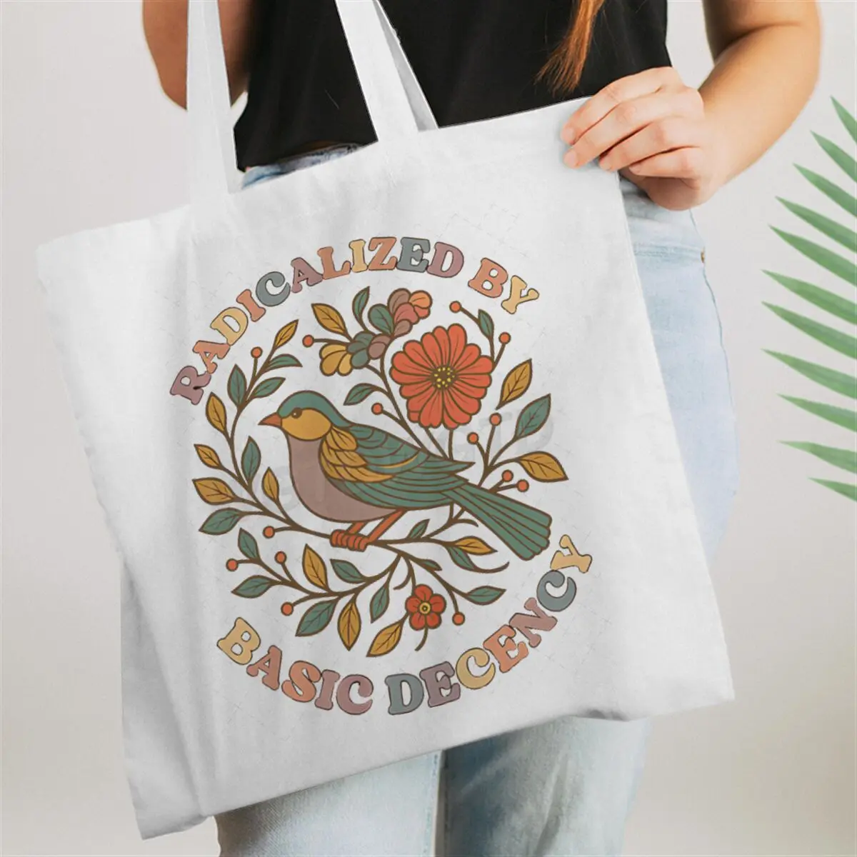 Винтажная холщовая сумка-тоут с принтом «Bird "Radicalized By Basic Decency"», сумка через плечо с изображением диких цветов, повседневные сумки для женщин и мужчин
Винтажная холщовая сумка-тоут с принтом «Bird "Radicalized By Basic Decency"», сумка через плечо с изображением диких цветов, повседневные сумки для женщин и мужчин