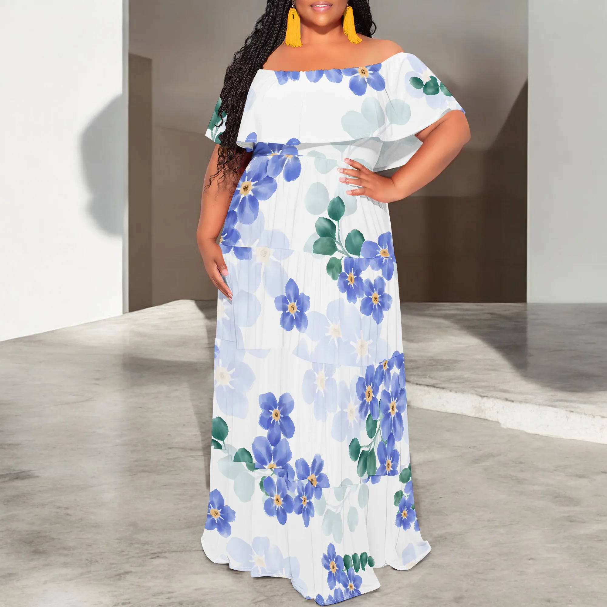 Women's Tight Hips-Wrapped Geometric Off-Shoulder Ruffle Short Sleeve Dress Vibrant Cultural Party Casual Maxi Dress
Women's Tight Hips-Wrapped Geometric Off-Shoulder Ruffle Short Sleeve Dress Vibrant Cultural Party Casual Maxi Dress