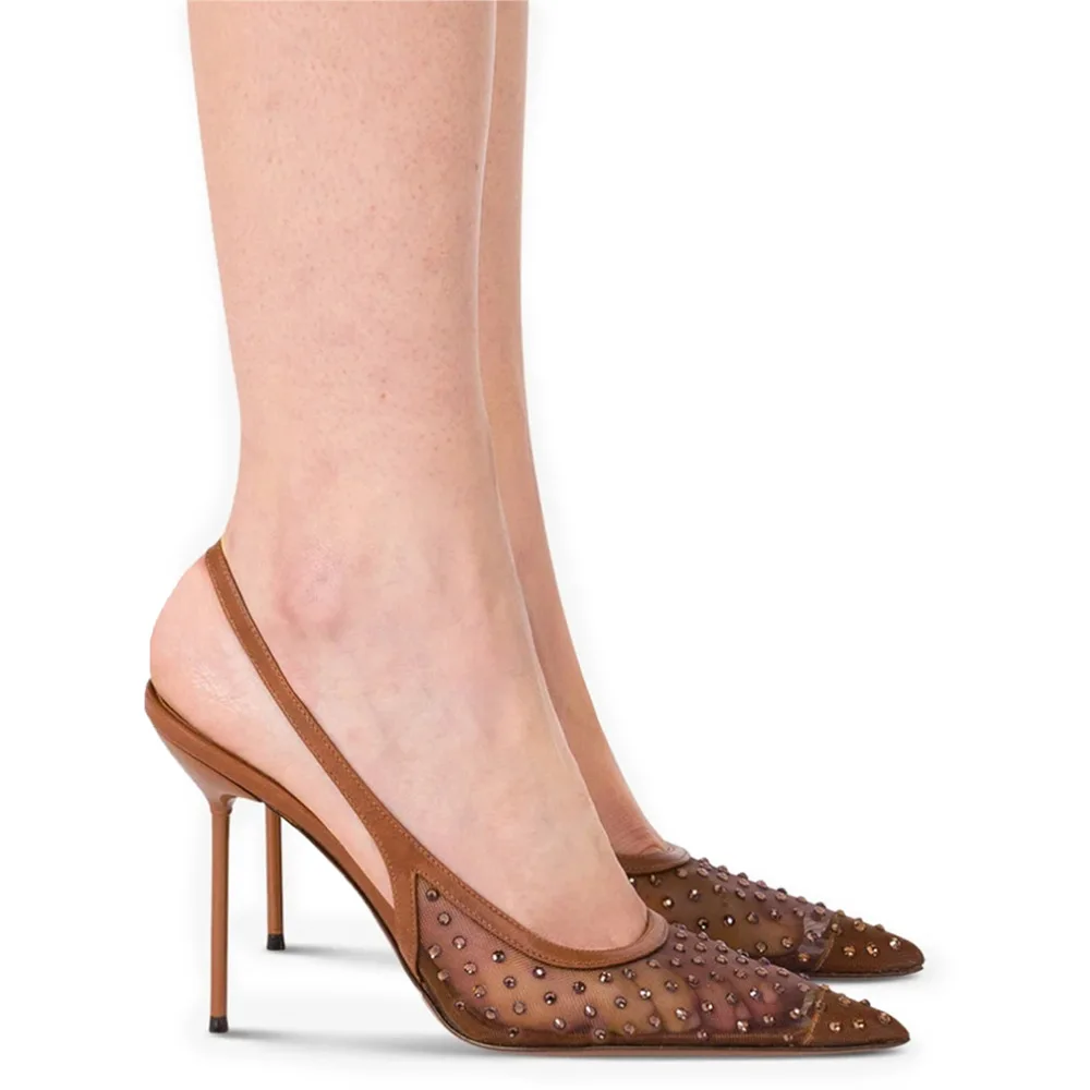 Mesh Rhinestone Pointed Toe Sandals Stiletto Heeled Elastic Back Straps Pumps Sexy Banquet Women Shoes Sandalias Mujer Verano
Mesh Rhinestone Pointed Toe Sandals Stiletto Heeled Elastic Back Straps Pumps Sexy Banquet Women Shoes Sandalias Mujer Verano