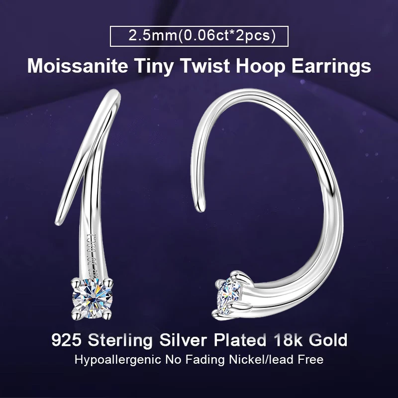 IOGOU New Fashion Moissanite Tiny Twist Hoop Earrings for Women Real 925 Silver Single Diamond Half Circle Earrings Fine Jewelry
IOGOU New Fashion Moissanite Tiny Twist Hoop Earrings for Women Real 925 Silver Single Diamond Half Circle Earrings Fine Jewelry