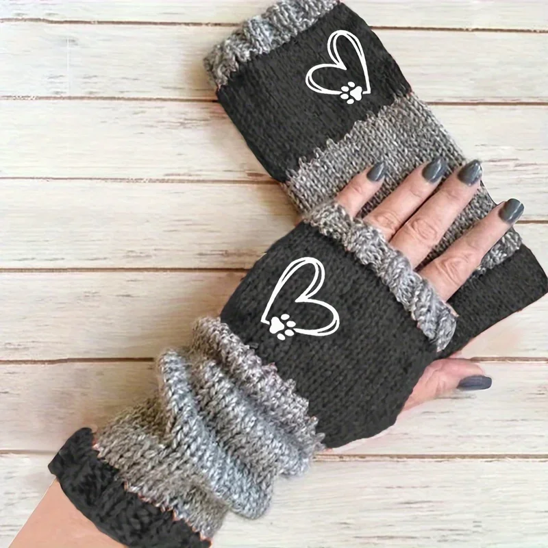 Pet Lover Fingerless Gloves, Knitted Warm Gloves with Heart & Paw Print, Fashionable Casual Gloves for Women, Winter Gloves
Pet Lover Fingerless Gloves, Knitted Warm Gloves with Heart & Paw Print, Fashionable Casual Gloves for Women, Winter Gloves