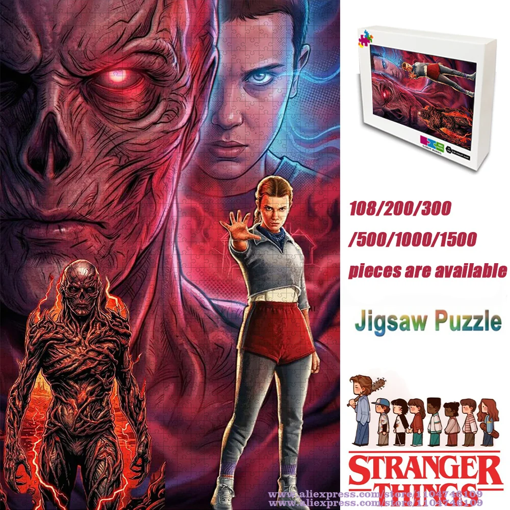 Stranger Things Puzzle Jigsaw 108/200/300/500/1000/1500Pcs Intelligence Puzzles for Kids & Adults Gift with Box Home Decoration
Stranger Things Puzzle Jigsaw 108/200/300/500/1000/1500Pcs Intelligence Puzzles for Kids & Adults Gift with Box Home Decoration