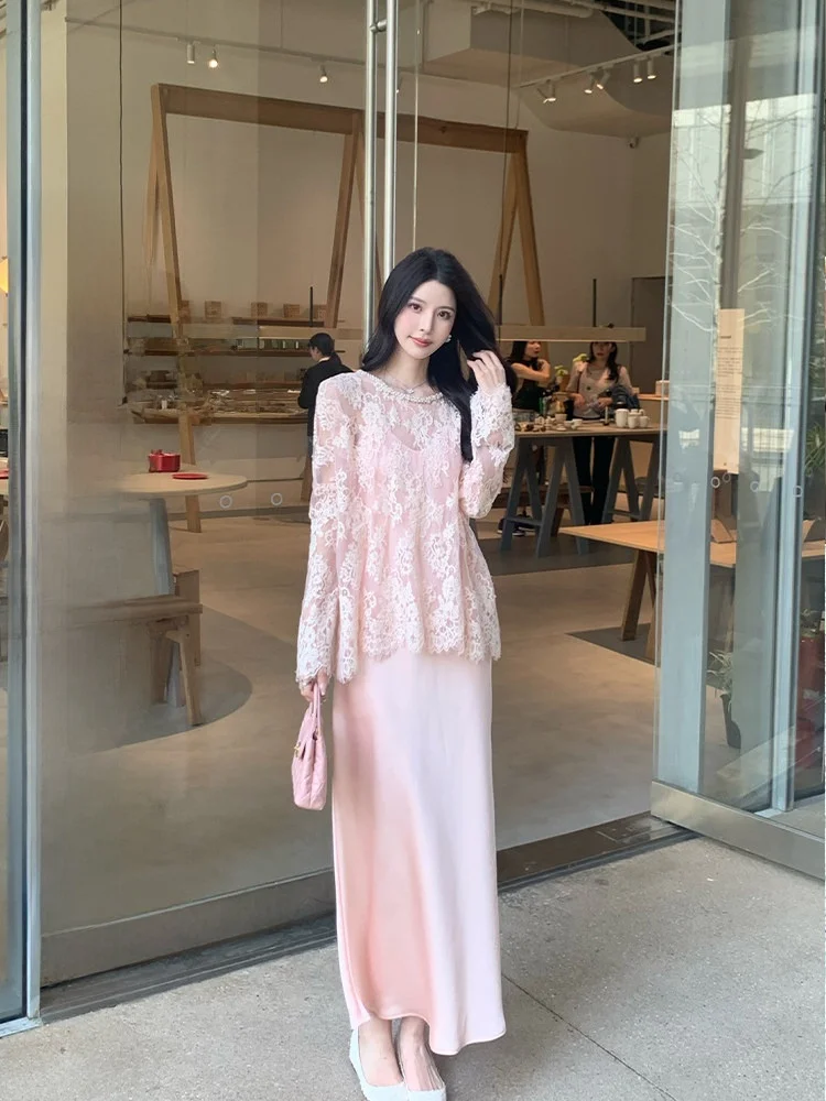 Pink Lace Long Sve round Ne irt Women's Design Sensation Ele Top Spring New Faion Commute Sle Cotton Blend
Pink Lace Long Sve round Ne irt Women's Design Sensation Ele Top Spring New Faion Commute Sle Cotton Blend