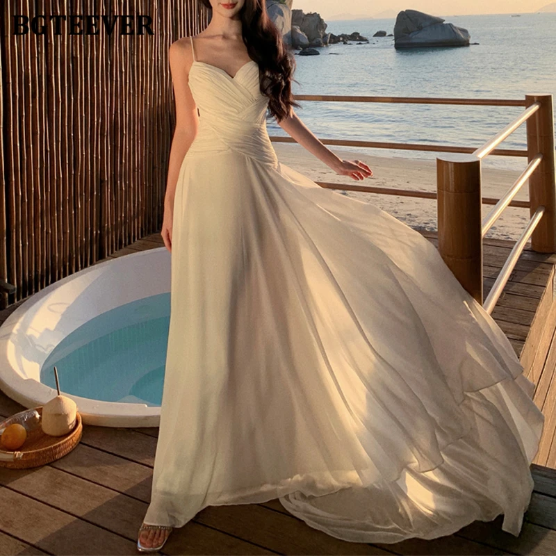 BGTEEVER Elegant Spaghetti Strap V-neck Ladies Floor-Length A-line Dress Spring Summer Slim Female Sleeveless Mid-Length Dress
BGTEEVER Elegant Spaghetti Strap V-neck Ladies Floor-Length A-line Dress Spring Summer Slim Female Sleeveless Mid-Length Dress