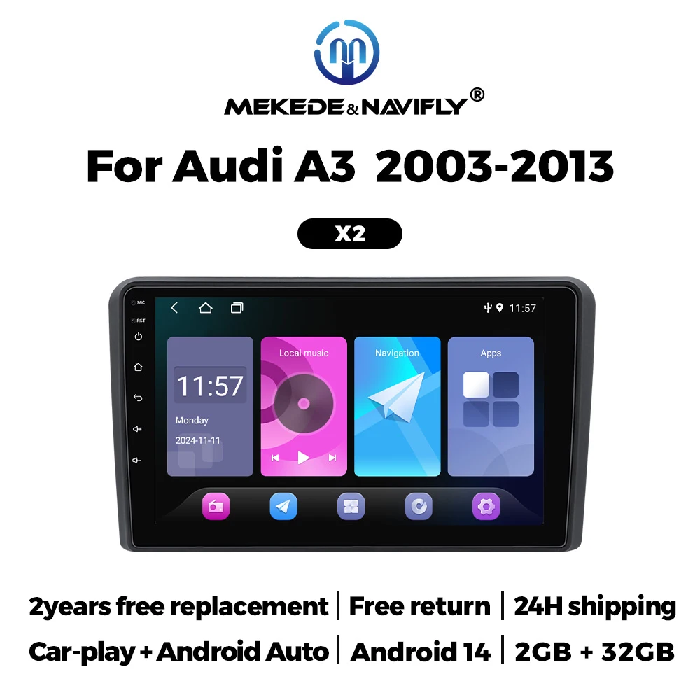 Navifly Android Auto CarPlay Car Radio Player For Audi A3 8P 2003-2012 S3 2006-2012 RS3 Sportback 2011 GPS intelligent systems
Navifly Android Auto CarPlay Car Radio Player For Audi A3 8P 2003-2012 S3 2006-2012 RS3 Sportback 2011 GPS intelligent systems