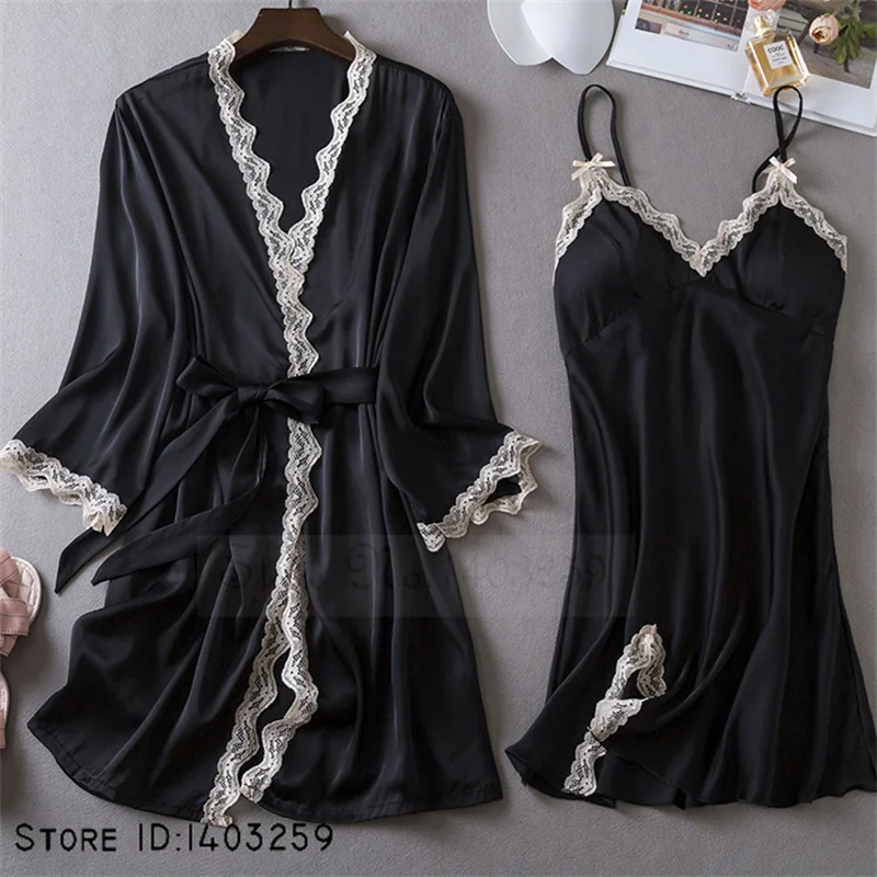 Sexy Female Nighty&Robe Set Lingerie Spring Summer Bathrobe Nightgown Two Piece Set Loose Silk Satin Home Dress Lounge Wear
Sexy Female Nighty&Robe Set Lingerie Spring Summer Bathrobe Nightgown Two Piece Set Loose Silk Satin Home Dress Lounge Wear