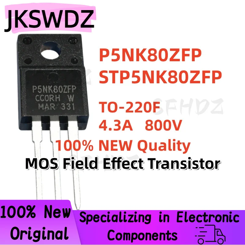 10/20/30PCS 100% Brand New and Quality STP5NK80ZFP P5NK80ZFP TO-220F 4.3A 800V MOS Field Effect Transistor
10/20/30PCS 100% Brand New and Quality STP5NK80ZFP P5NK80ZFP TO-220F 4.3A 800V MOS Field Effect Transistor