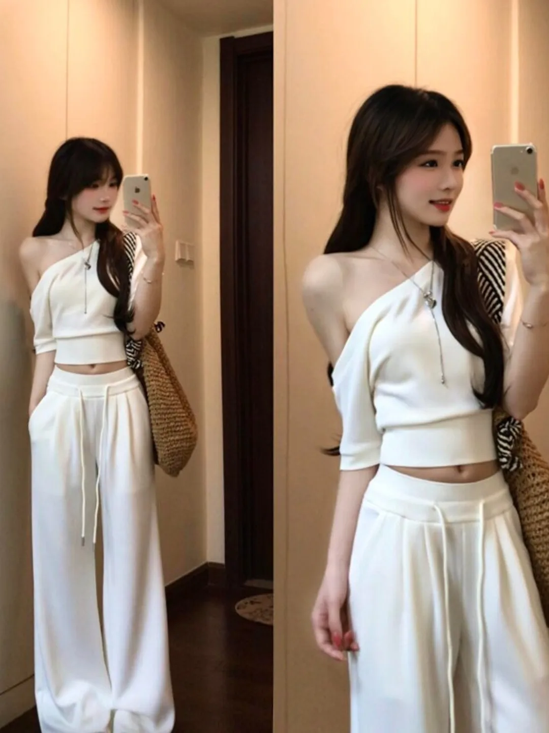 Unique Design Off-Shoulder Casual Pants Two-Piece Set Stylish OOTD Summer 2026 Women's Fashion Korean Style Short Sleeve T-Shirt
Unique Design Off-Shoulder Casual Pants Two-Piece Set Stylish OOTD Summer 2026 Women's Fashion Korean Style Short Sleeve T-Shirt