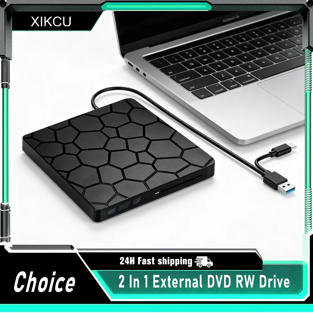 2 In 1 External DVD RW Drive USB 3.0 Type-C Interface Slim DVD CD Writer Burner Reader Player Optical Drive For Laptop Notebook
2 In 1 External DVD RW Drive USB 3.0 Type-C Interface Slim DVD CD Writer Burner Reader Player Optical Drive For Laptop Notebook
