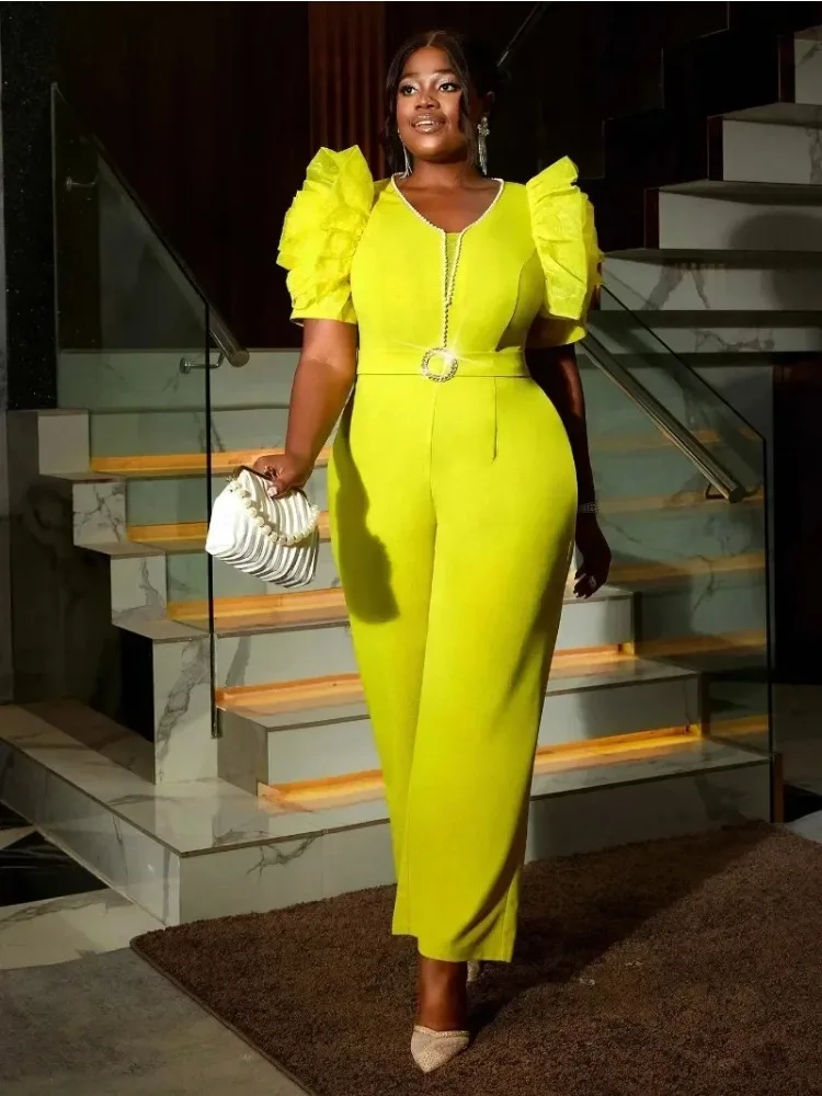 Trendy Classic Women Straigh Jumpsuit Beaded O Neck Short Tulle Flower Sleeve High Waist Elegant Formal Event Romper 2025 New
Trendy Classic Women Straigh Jumpsuit Beaded O Neck Short Tulle Flower Sleeve High Waist Elegant Formal Event Romper 2025 New