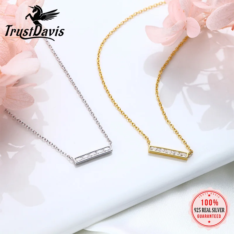 TrustDavis Real 925 Sterling Silver Women's Fashion Simple Square Bar with Zircon Necklace for Women Girls Gift Jewelry DS4234
TrustDavis Real 925 Sterling Silver Women's Fashion Simple Square Bar with Zircon Necklace for Women Girls Gift Jewelry DS4234
