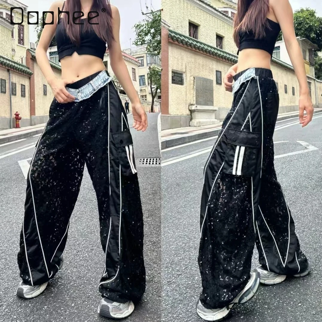 European Lace Scimitar Pants Women's 2025 Summer New Personalized Denim Splicing Pocket Loose Banana Trousers Balck Pants
European Lace Scimitar Pants Women's 2025 Summer New Personalized Denim Splicing Pocket Loose Banana Trousers Balck Pants