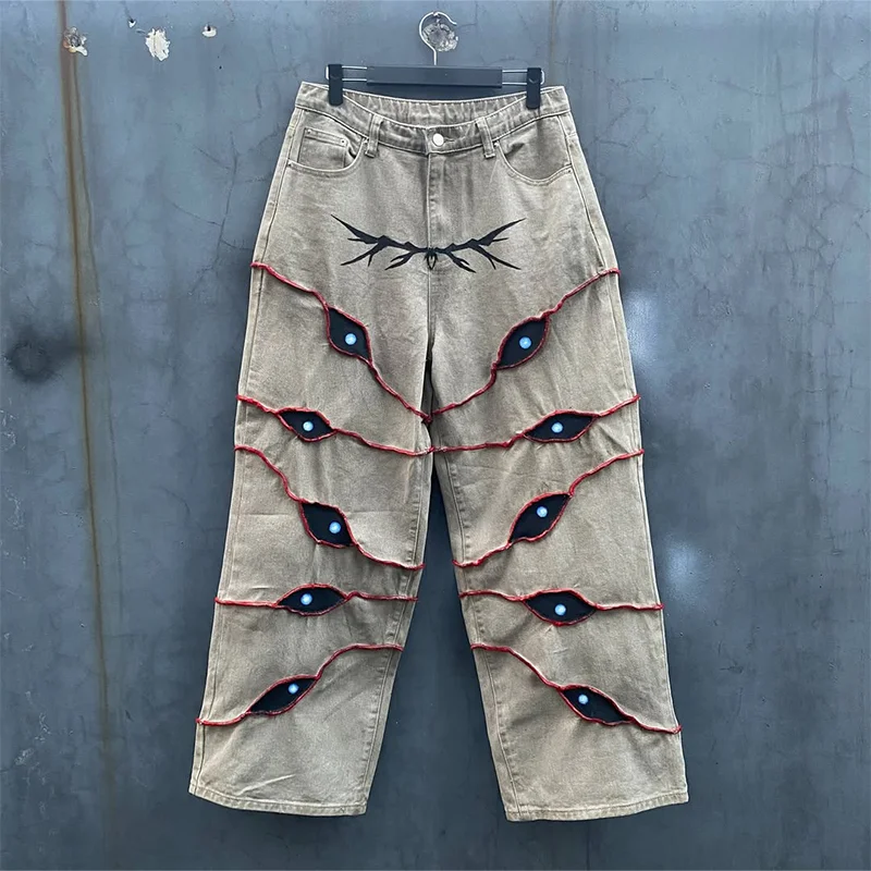 Эстетическая мода с колючим принтом, синие точки, нашивка в форме глаза, свободные широкие джинсы Y2K, готические мужские и женские уличные джинсы в стиле Харадзюку, панк
Эстетическая мода с колючим принтом, синие точки, нашивка в форме глаза, свободные широкие джинсы Y2K, готические мужские и женские уличные джинсы в стиле Харадзюку, панк