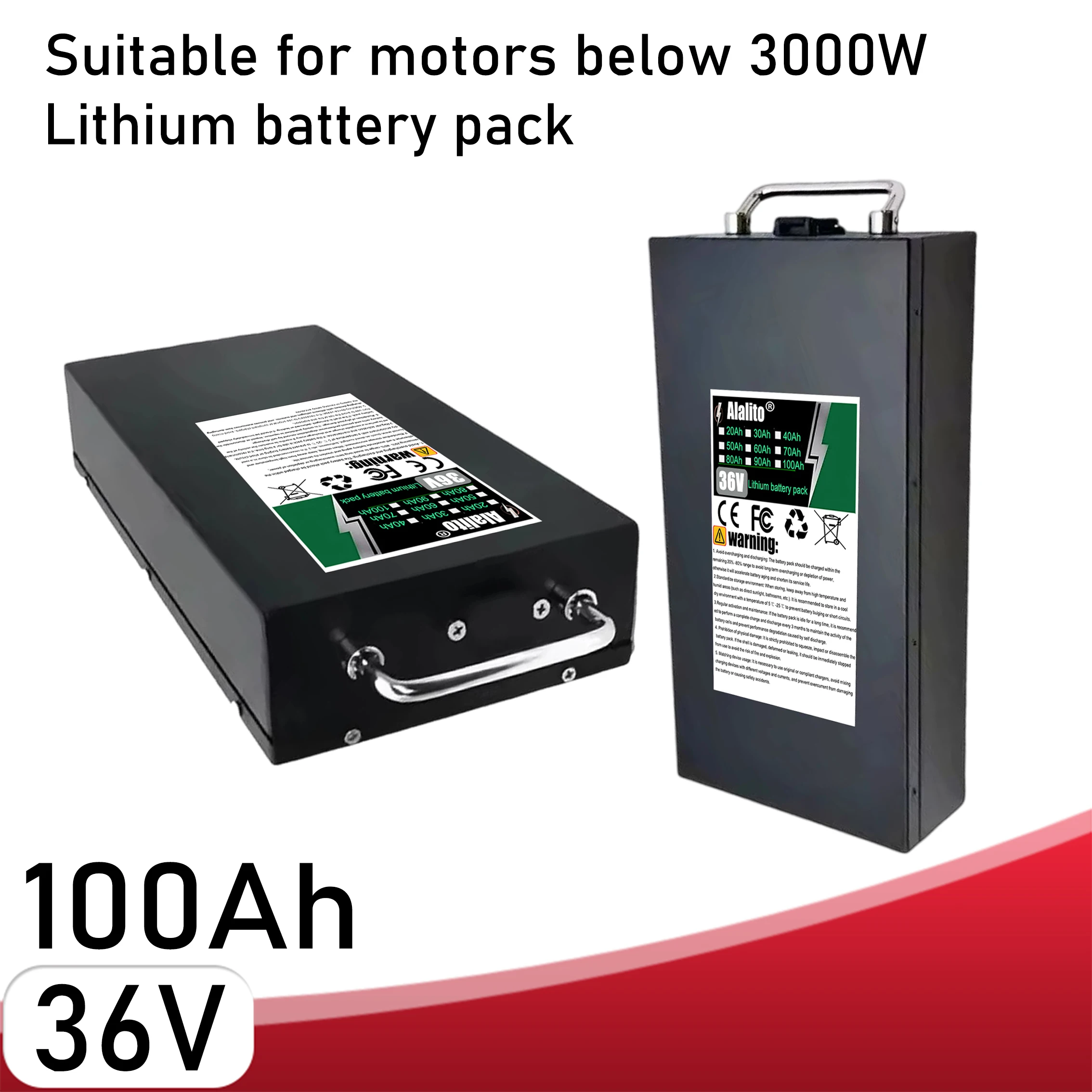 Air freight, full capacity 18650 lithium battery 36V 100Ah lithium battery pack, suitable for motors below 3000W
Air freight, full capacity 18650 lithium battery 36V 100Ah lithium battery pack, suitable for motors below 3000W