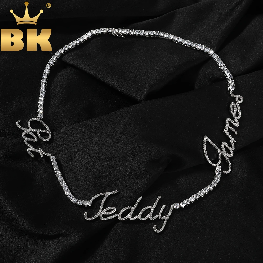 THE BLING KING Custom 3 Nameplates in Cursive With Tennis Chain Iced Out Cubic Zircon Artistic Font Letters Charm Hiphop Jewelry
THE BLING KING Custom 3 Nameplates in Cursive With Tennis Chain Iced Out Cubic Zircon Artistic Font Letters Charm Hiphop Jewelry