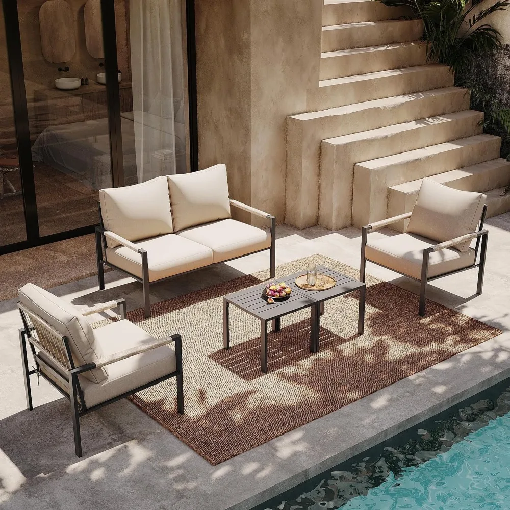 Metal Patio Furniture Set, 5-Piece Modern Patio Set with Sofa and Coffee Tables, Outdoor Furniture Set for Garden, Backyard,
Metal Patio Furniture Set, 5-Piece Modern Patio Set with Sofa and Coffee Tables, Outdoor Furniture Set for Garden, Backyard,
