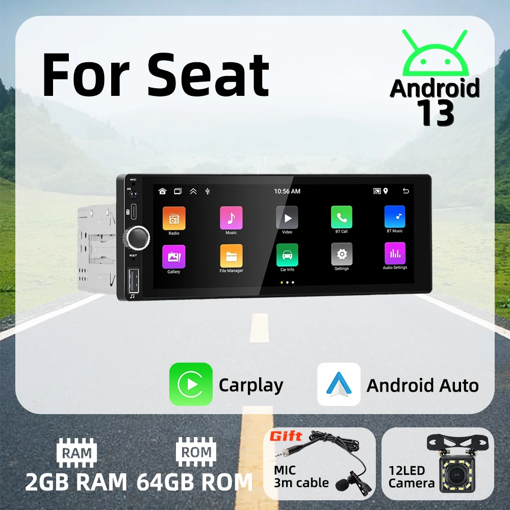 Carplay Android Auto Android Car Multimedia Player 1 Din Radio for Seat 6.86" Screen Stereo Head Unit Autoradio GPS Navigation
Carplay Android Auto Android Car Multimedia Player 1 Din Radio for Seat 6.86" Screen Stereo Head Unit Autoradio GPS Navigation