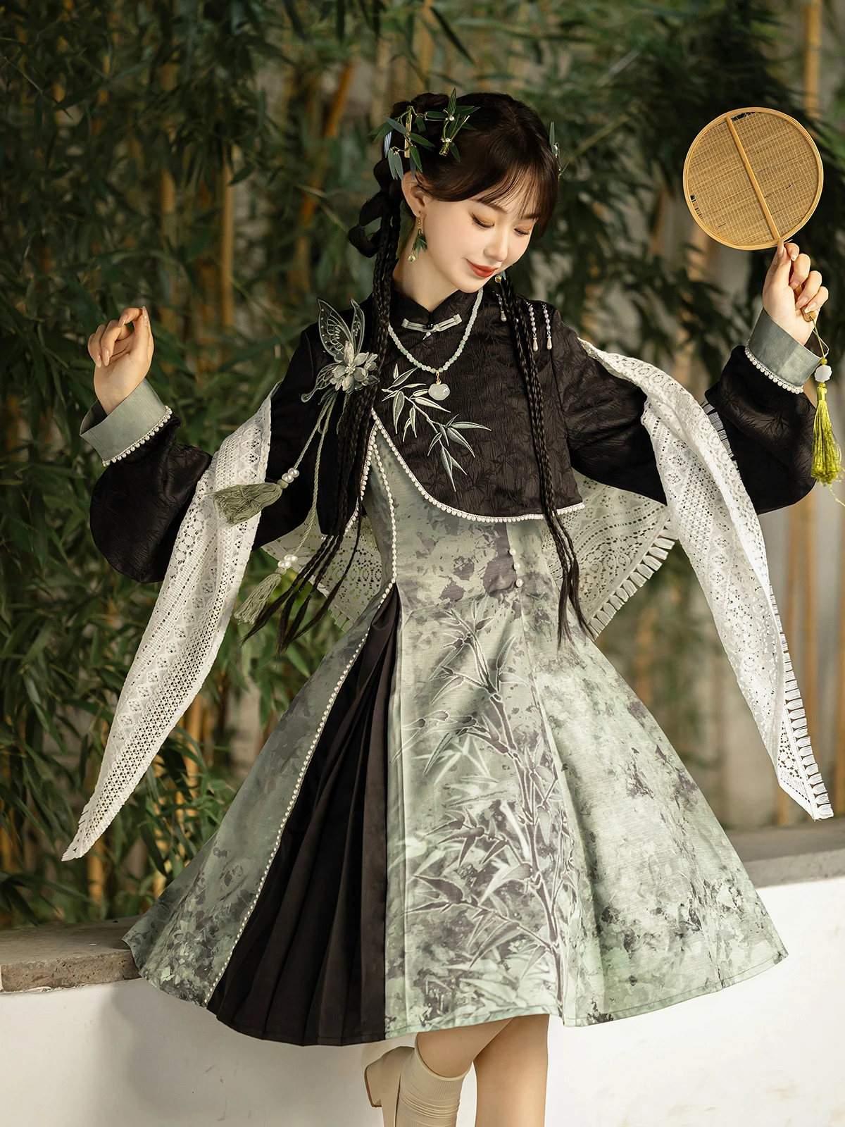 Chinaxin Bamboo Lolita Style Improved Chinese Style Shoulder Shawl Dress Set Polyester Fiber 18-25 Years Old Women's Hanfu
Chinaxin Bamboo Lolita Style Improved Chinese Style Shoulder Shawl Dress Set Polyester Fiber 18-25 Years Old Women's Hanfu