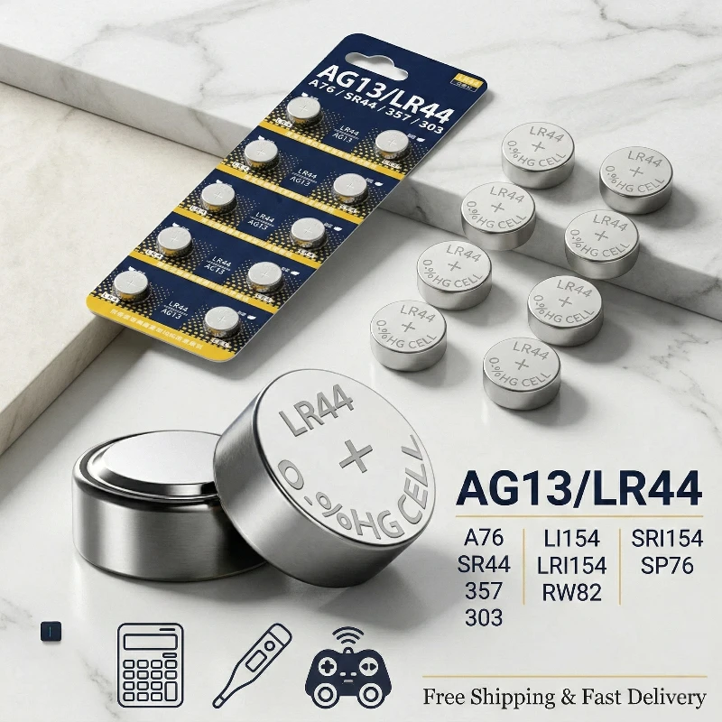 Bulk Pack LR44 AG13 1.5V Alkaline Button Cell Batteries 10-50Pcs for Watche Toy Calculators Remote Controls 357A A76 SR44 SW1154
Bulk Pack LR44 AG13 1.5V Alkaline Button Cell Batteries 10-50Pcs for Watche Toy Calculators Remote Controls 357A A76 SR44 SW1154