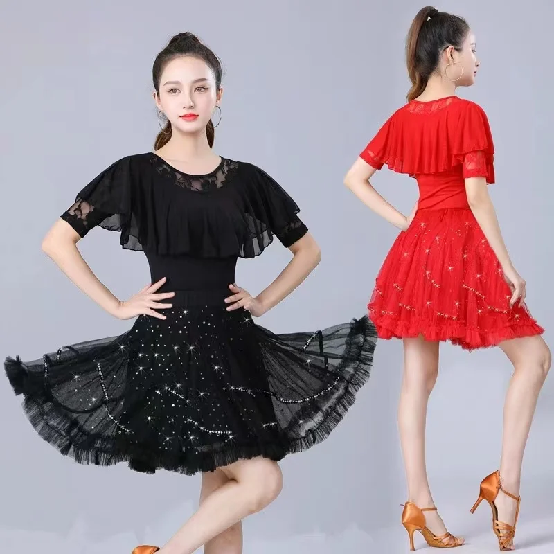 Elegant Latin Dance Skirt For Women New Style Comfory Soft Ballroom Dance Dress Waltz Dance Wear Suit Black and Red Dress
Elegant Latin Dance Skirt For Women New Style Comfory Soft Ballroom Dance Dress Waltz Dance Wear Suit Black and Red Dress