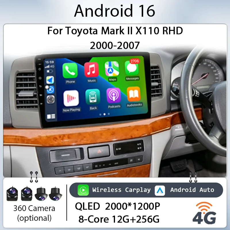 9" Android 16 for Toyota Mark II X110 RHD 2000-2007 Car Stereo IPS HD Touch Screen Wireless CarPlay GPS Navi BT WiFi DSP Player
9" Android 16 for Toyota Mark II X110 RHD 2000-2007 Car Stereo IPS HD Touch Screen Wireless CarPlay GPS Navi BT WiFi DSP Player