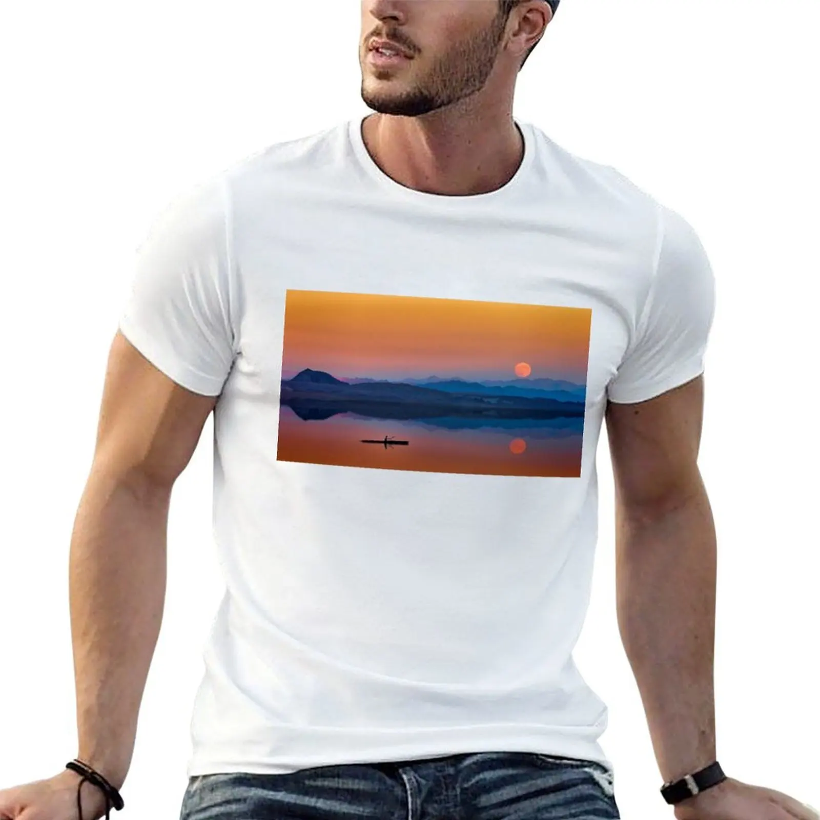 Kayaker on the Lake with Mountains and Setting Sun T-Shirt anime tshirt t shirts for man cotton funny T-Shirt
Kayaker on the Lake with Mountains and Setting Sun T-Shirt anime tshirt t shirts for man cotton funny T-Shirt