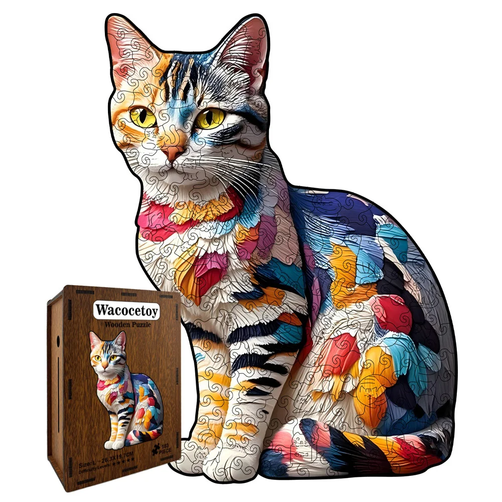 Wooden Irregular Rainbow Cat Puzzle High Difficulty Stress Relief Jigsaw DIY Handmade Assembly Toy for Adults HG103
Wooden Irregular Rainbow Cat Puzzle High Difficulty Stress Relief Jigsaw DIY Handmade Assembly Toy for Adults HG103